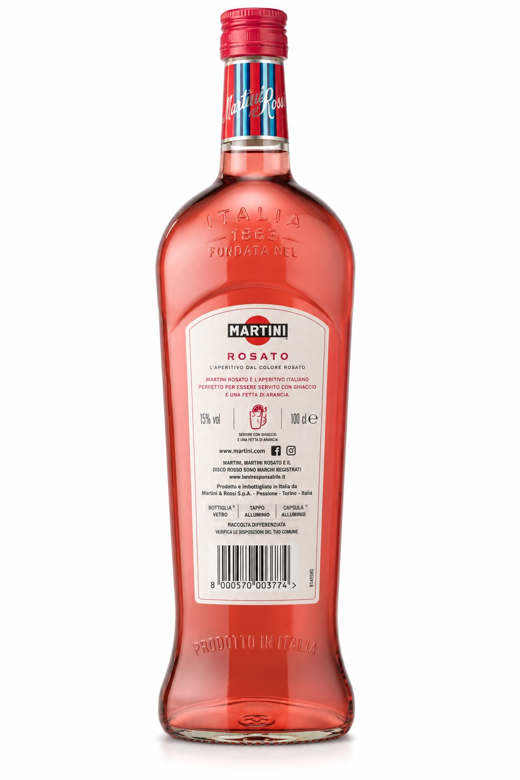Vermouth Martini Rosato Botella 1 L Cristal - Imagen 2