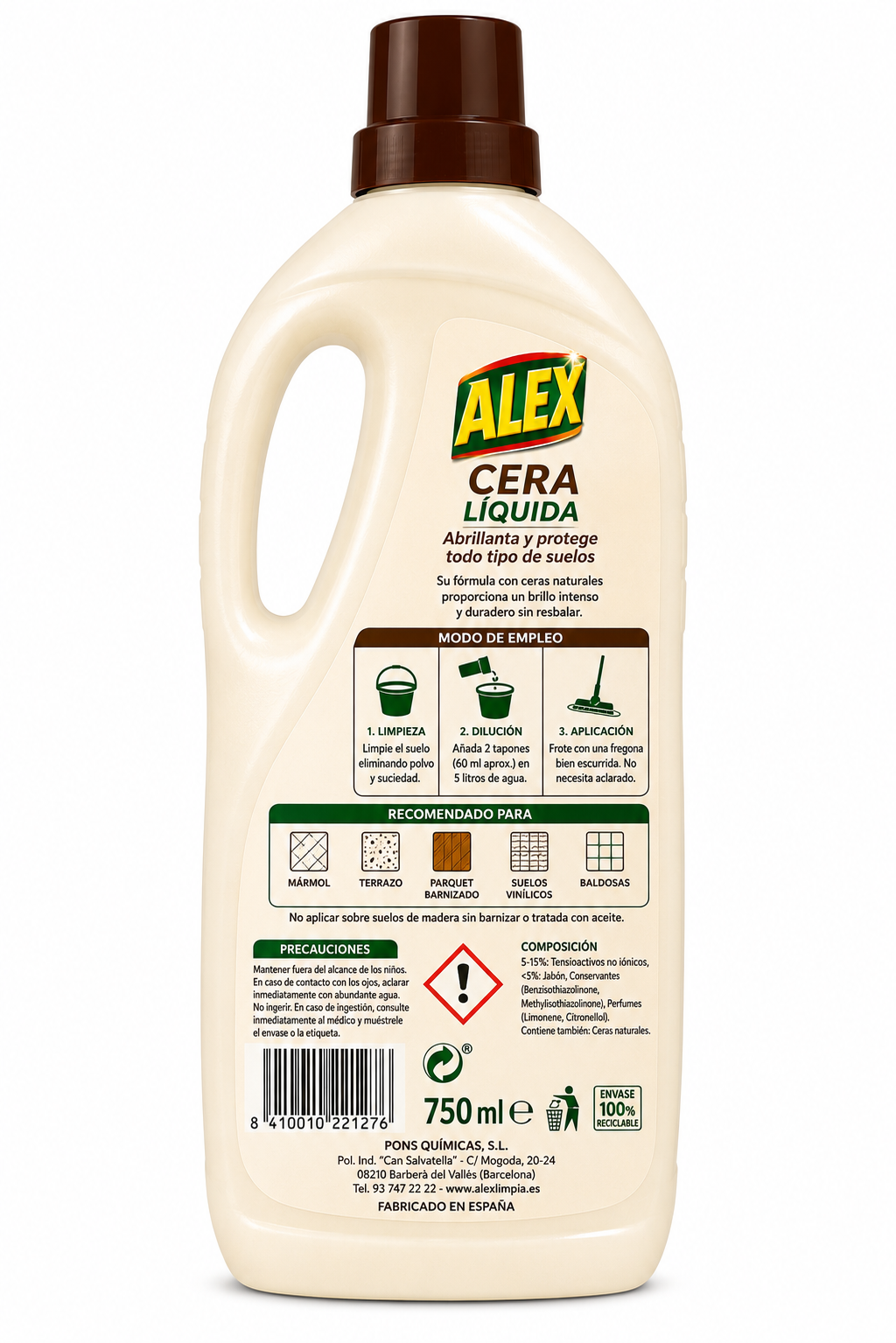 Alex Cera Liquida 750 ml Botella Plástico - Imagen 2