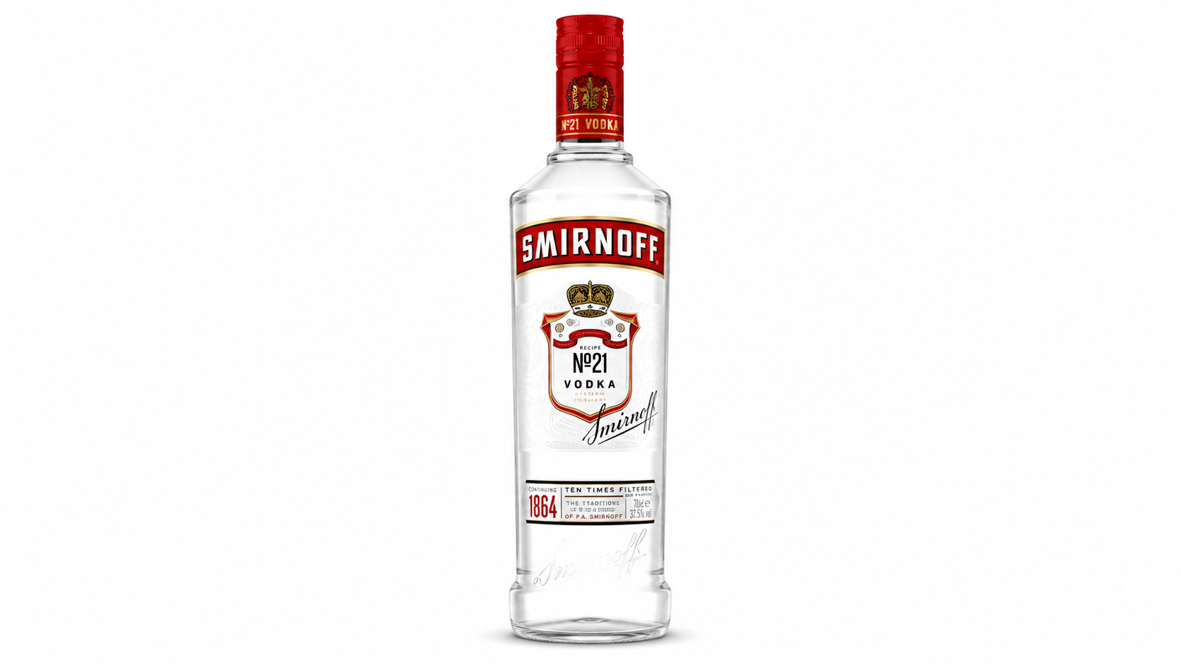 Vodka Smirnoff Red Label Botella Cristal 70 cl