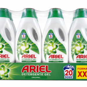 ARIEL Detergente Gel | 5 DOSIS / 1350 ml | Caja 4 uds.