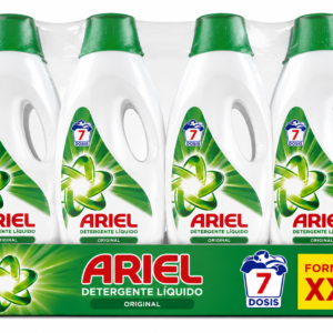 ARIEL Detergente líquido | 7 DOSIS | Caja 4 uds.