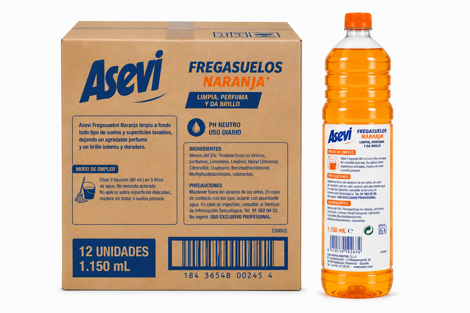 Asevi Fregasuelos Naranja 1150ml - Imagen 2