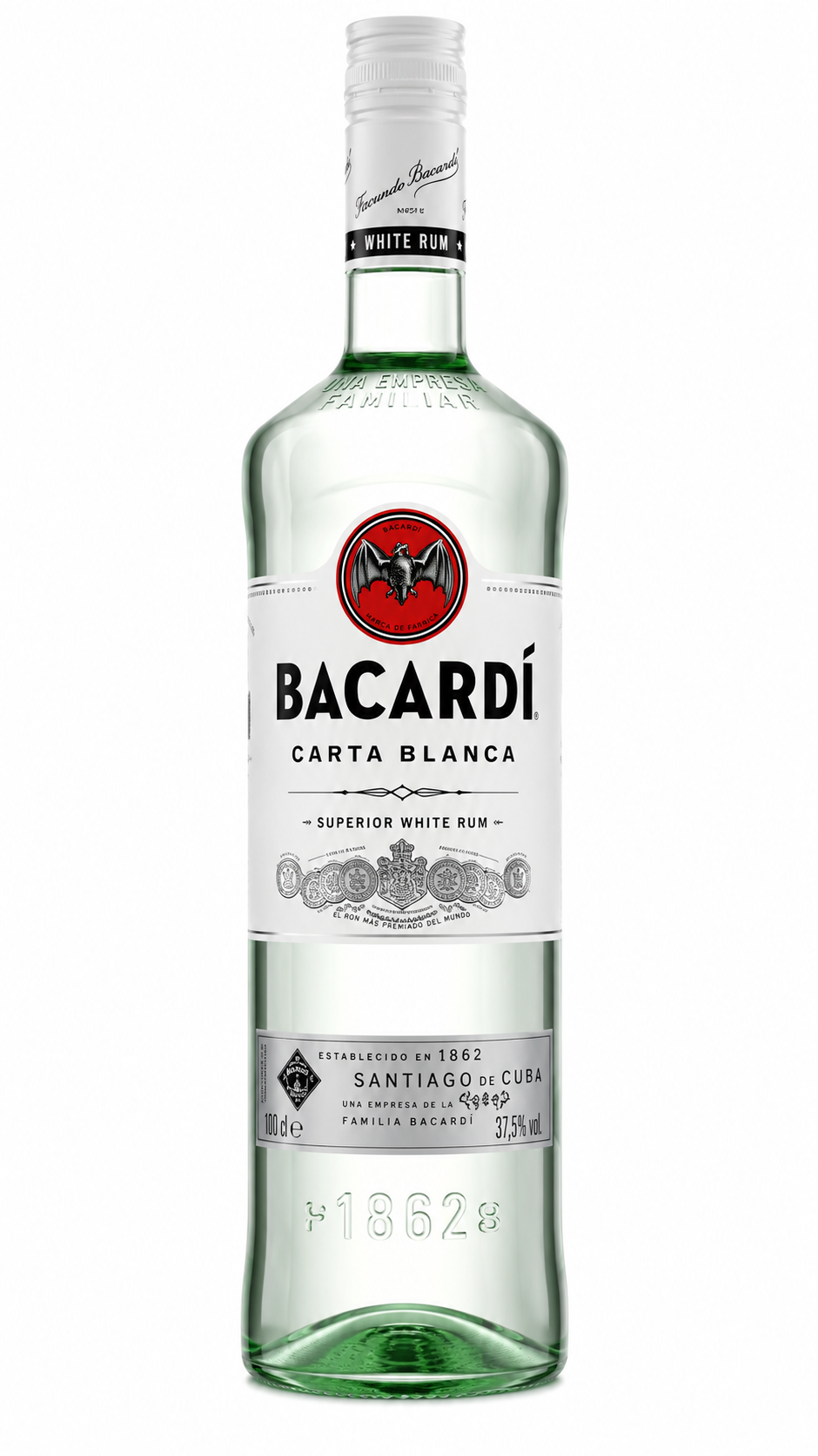 Ron Bacardí Carta Blanca Botella de 1 Litro Cristal