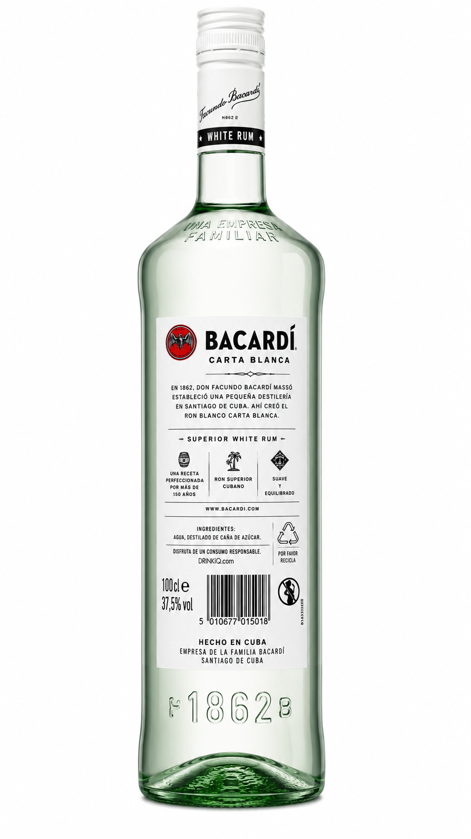 Ron Bacardí Carta Blanca Botella de 1 Litro Cristal - Imagen 2