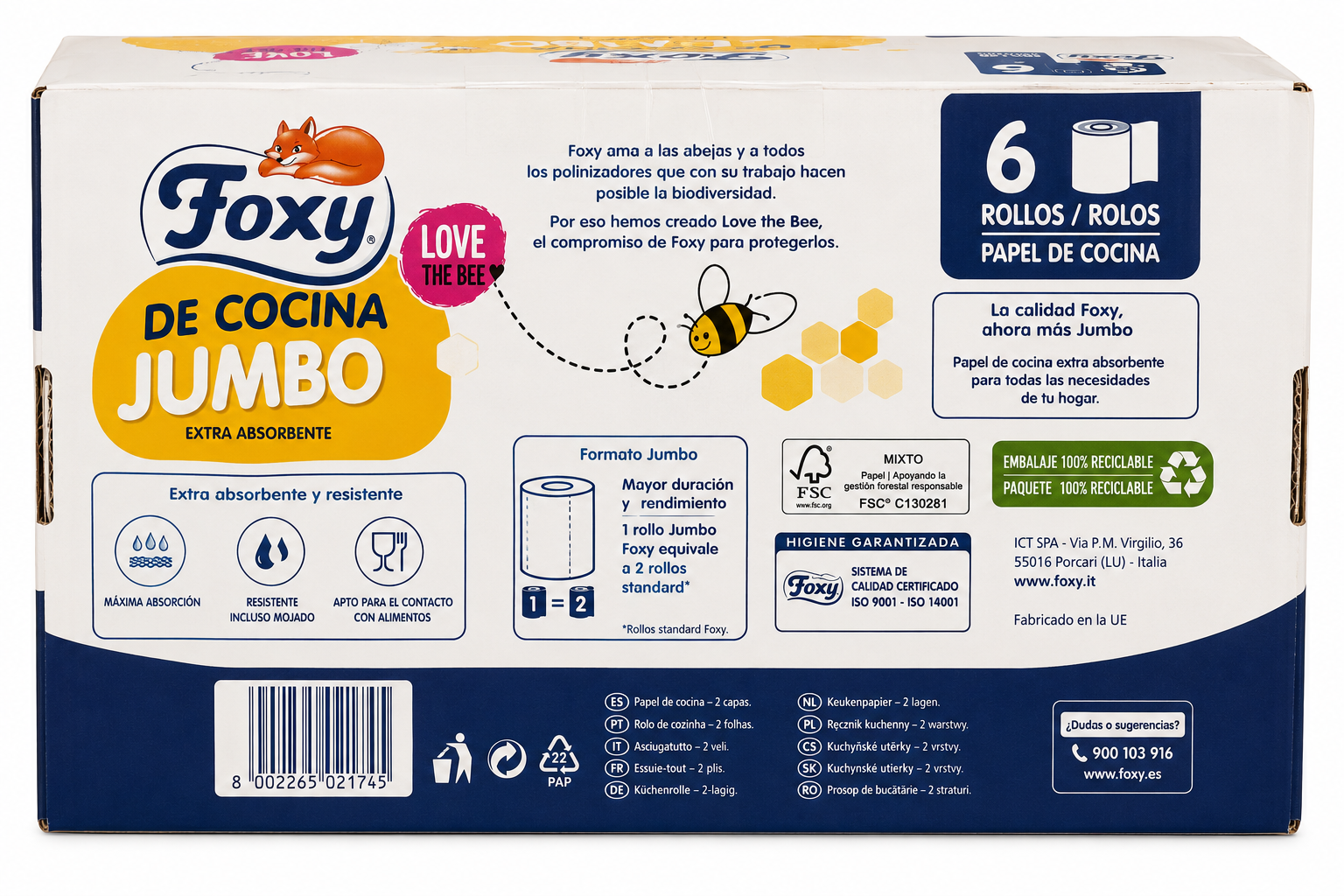 Foxy Papel de Cocina Jumbo Love The Bee - Imagen 2