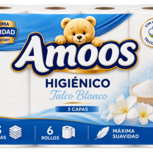 Amoos Higiénico Talco Blanco 3 Capas 6 Rollos