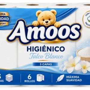 Amoos Higiénico Talco Blanco 3 Capas 6 Rollos