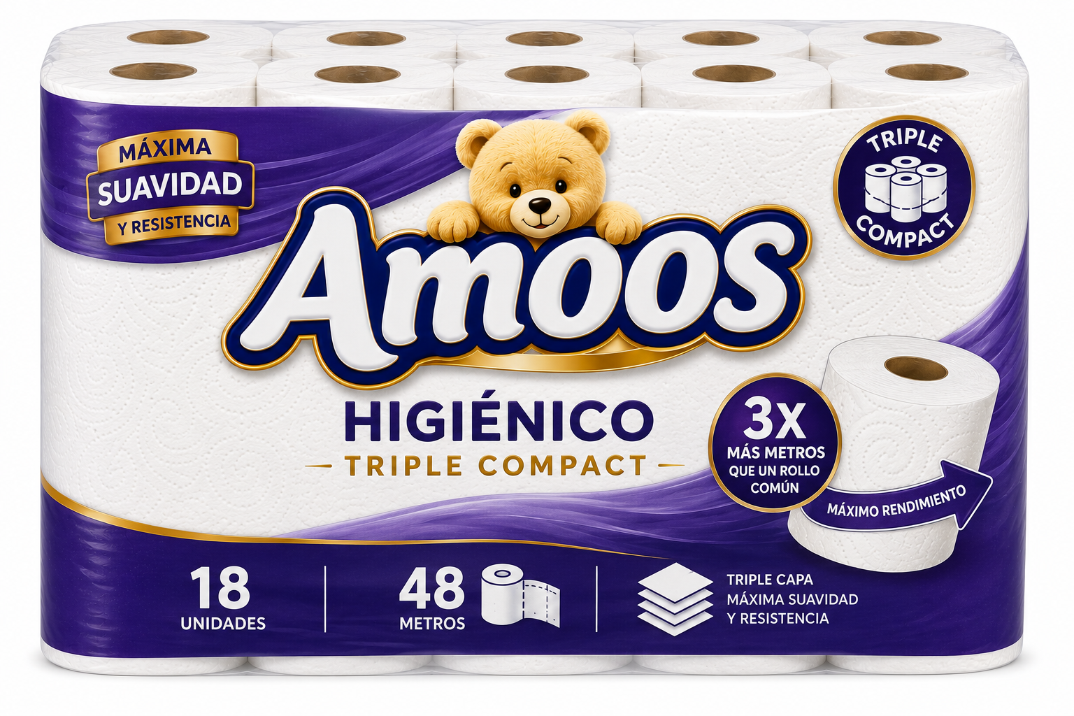 Amoos Higiénico Triple Compact 48 M / 18 UDS