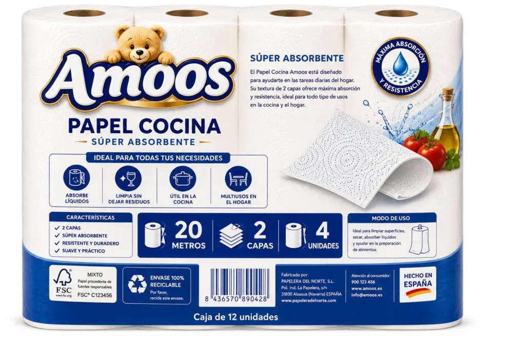 Amoos Papel Cocina 20 M / 4 UDS - Imagen 2