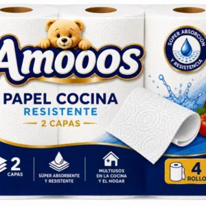 Amoos Papel Cocina Resistente 2 Capas 4 Rollos