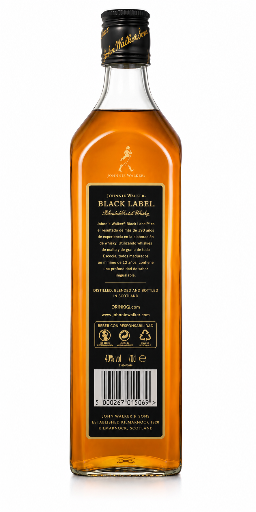 Whisky Johnnie Walker Black Label Botella de 70 cl - Cristal - Imagen 2