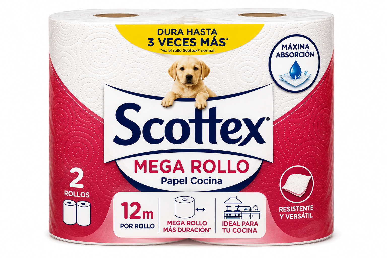 Scottex Papel Cocina Mega Rollo 12 M / 2 uds