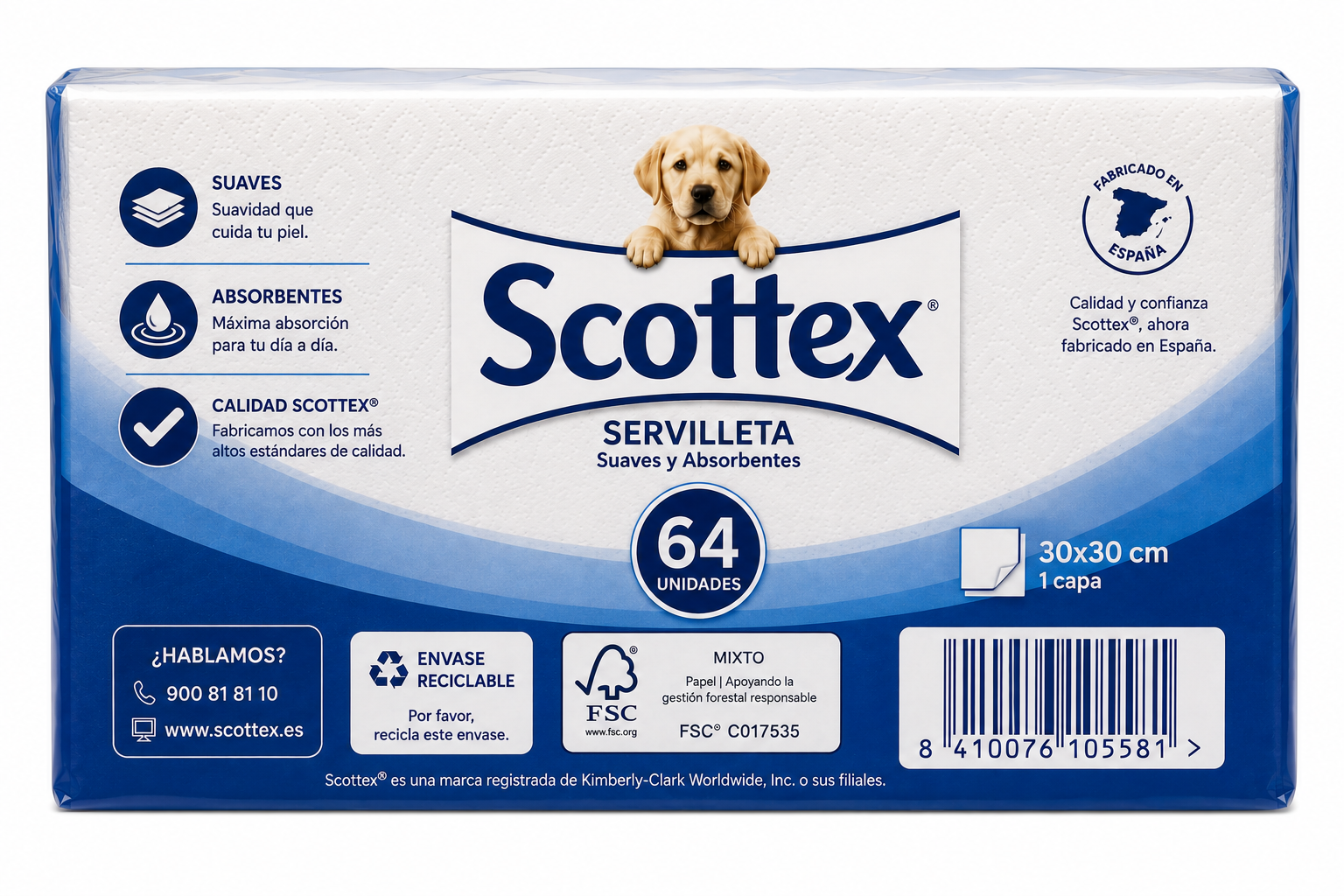 Scottex Servilleta 30x30cm 64 UDS - Imagen 2