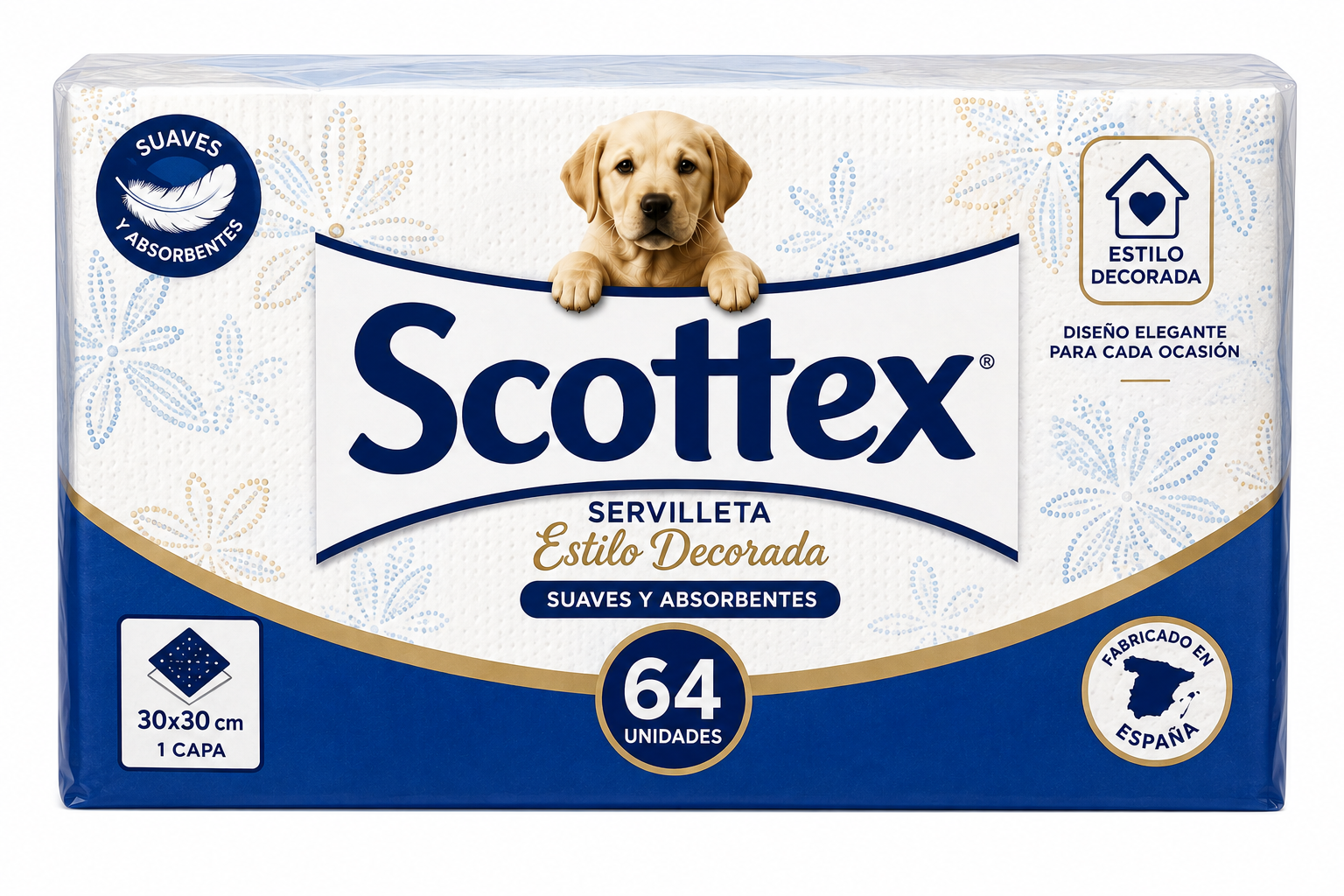 Scottex Servilleta Estilo Decorada 30x30cm 1 Capa 30cm / 64ud