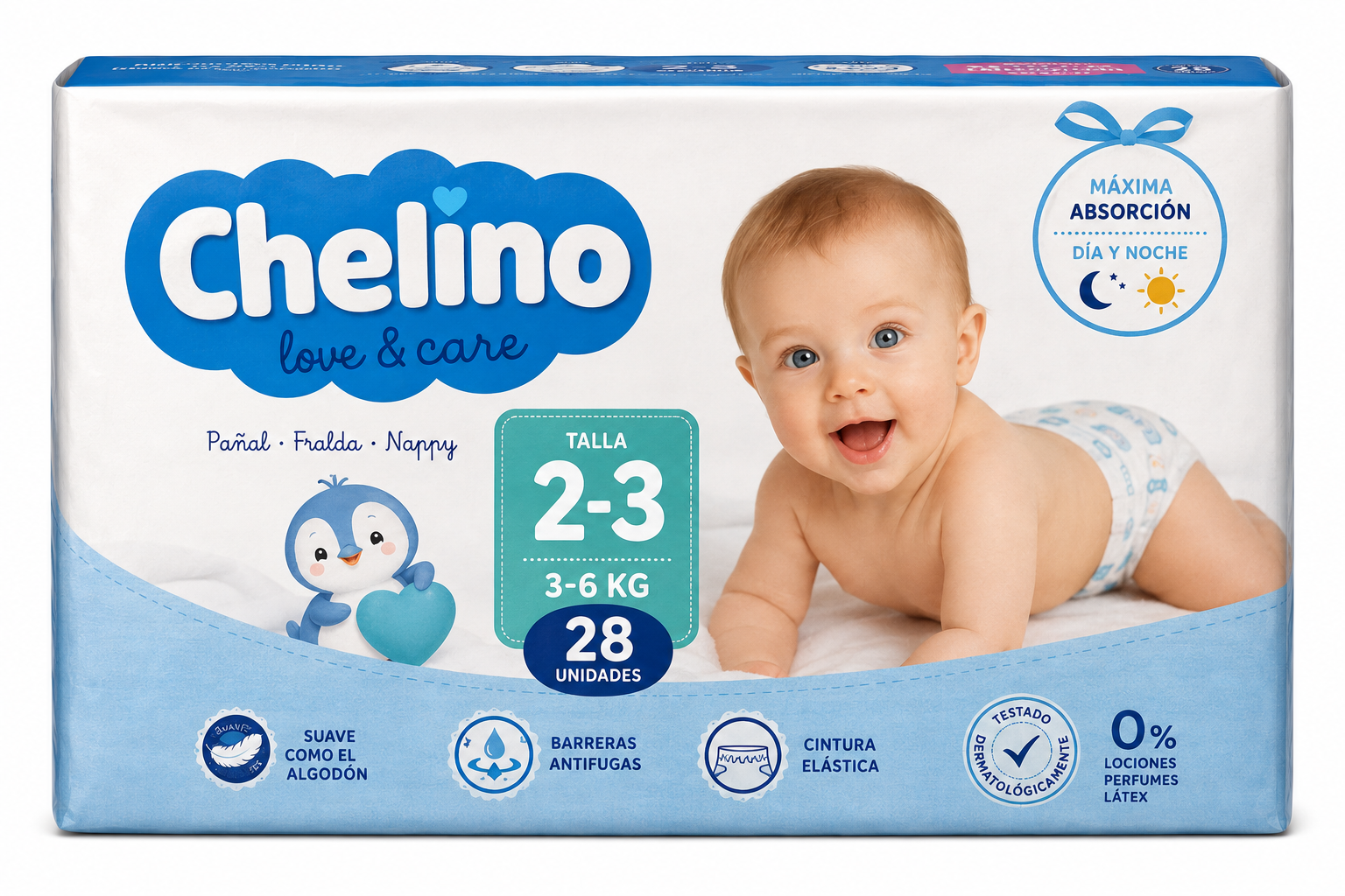 Chelino Pañal Talla 2 3 6kg / 28ud