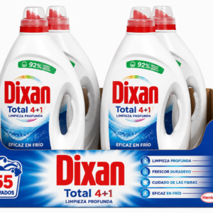 DIXAN Detergente líquido Gel | 55 DOSIS | Caja 4 uds.
