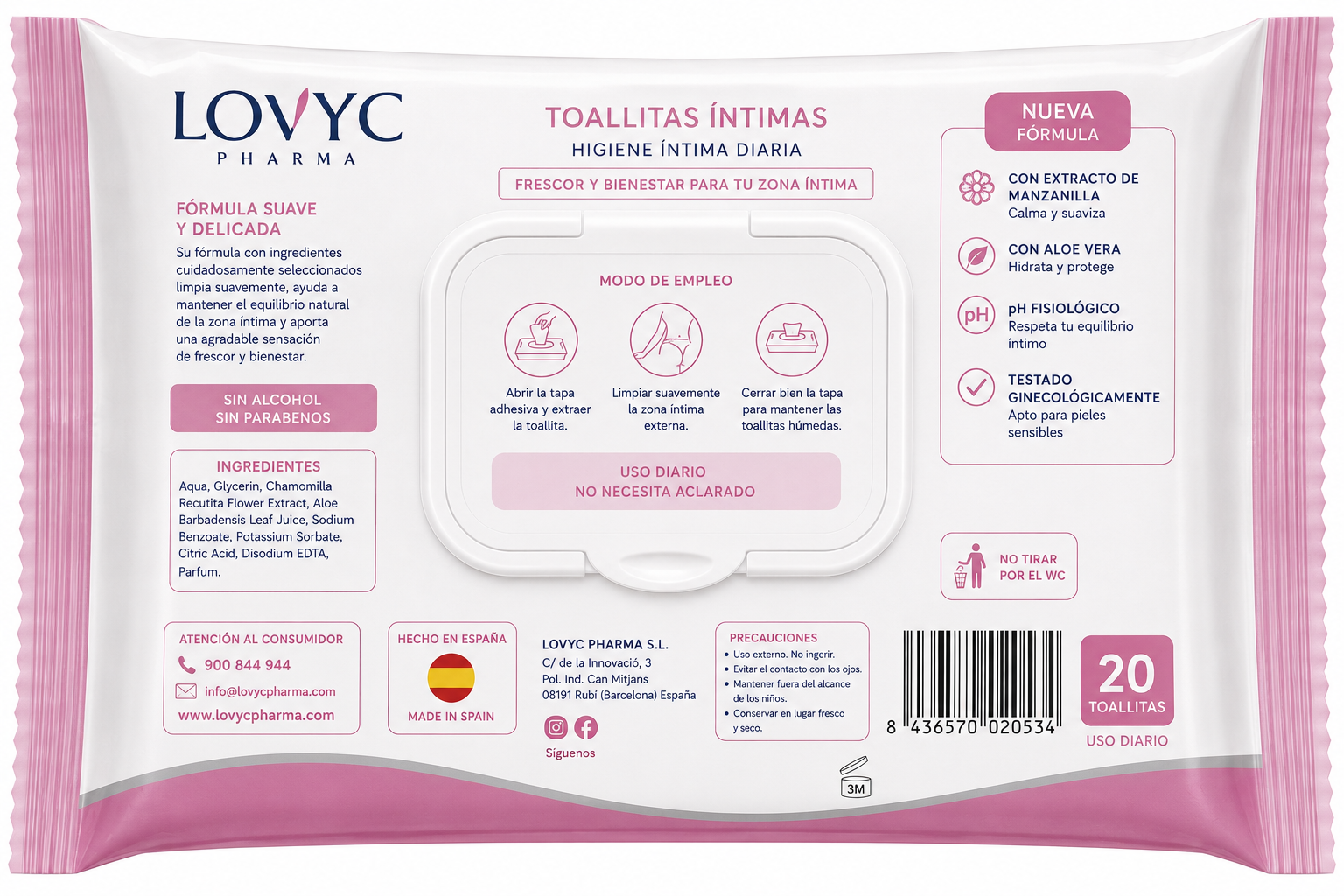 Lovyc Pharma Toallitas Íntimas 20uds Toallitas - Imagen 2