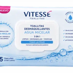 Vitesse Toallitas Desmaqui.agua Micelar 3en1 Todas las Pieles
