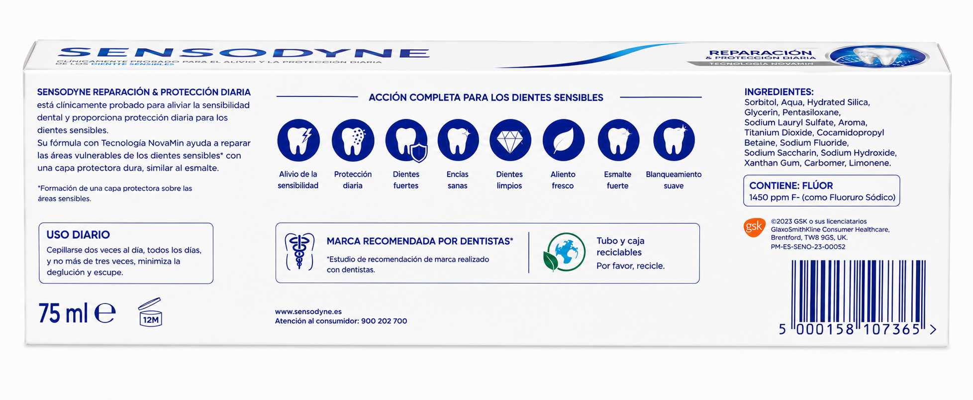 Sensodyne Dentr 75 Fam Rep&pro Blan - Imagen 2