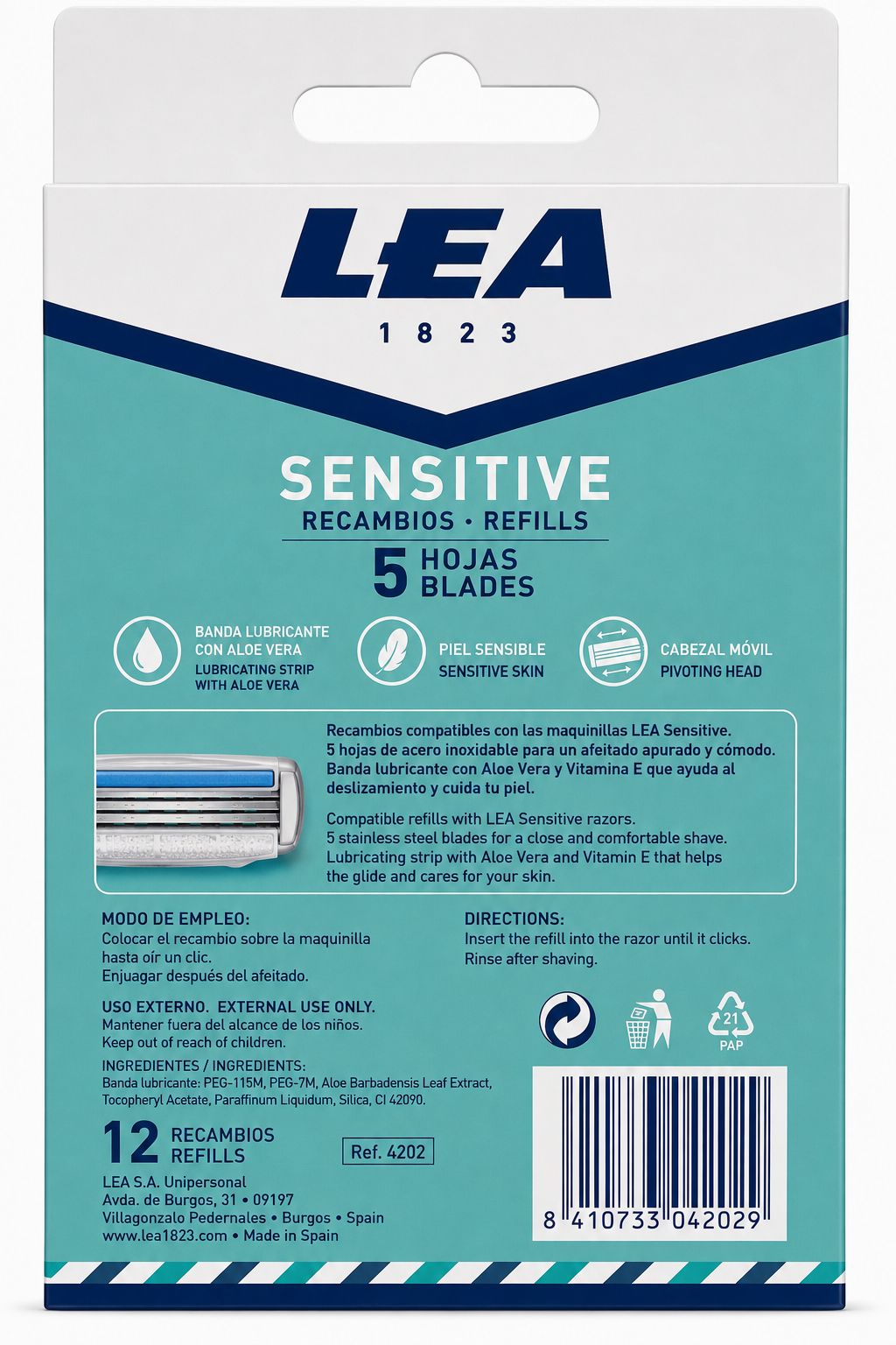 Lea Sensitive Recambios 5 Hojas - Imagen 2