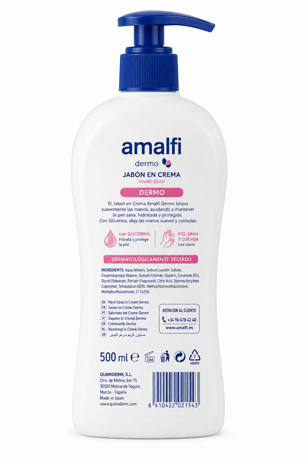 Amalfi Hand Jabón en Crema Dermo 500ml - Imagen 2