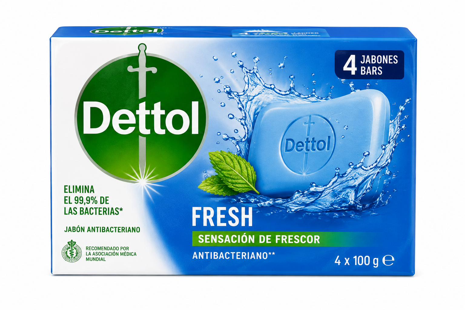 Dettol Jabón Fresh 100 g / 4 Unidades