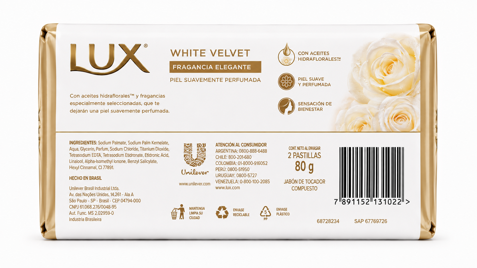 Lux Jabón White Velvet 80 g / 2 Pastillas Cápsulas - Imagen 2