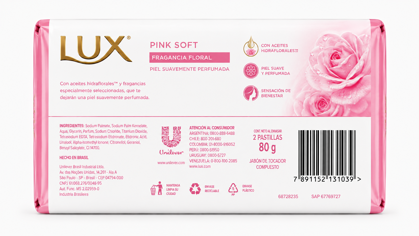Lux Pink Soft 80 g / 2 Pastillas Cápsulas/pastillas - Imagen 2