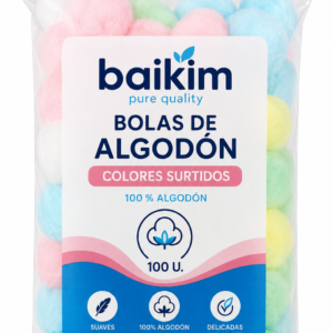 Baikim Bolas de Algodón Colores Surtidos 100 U.