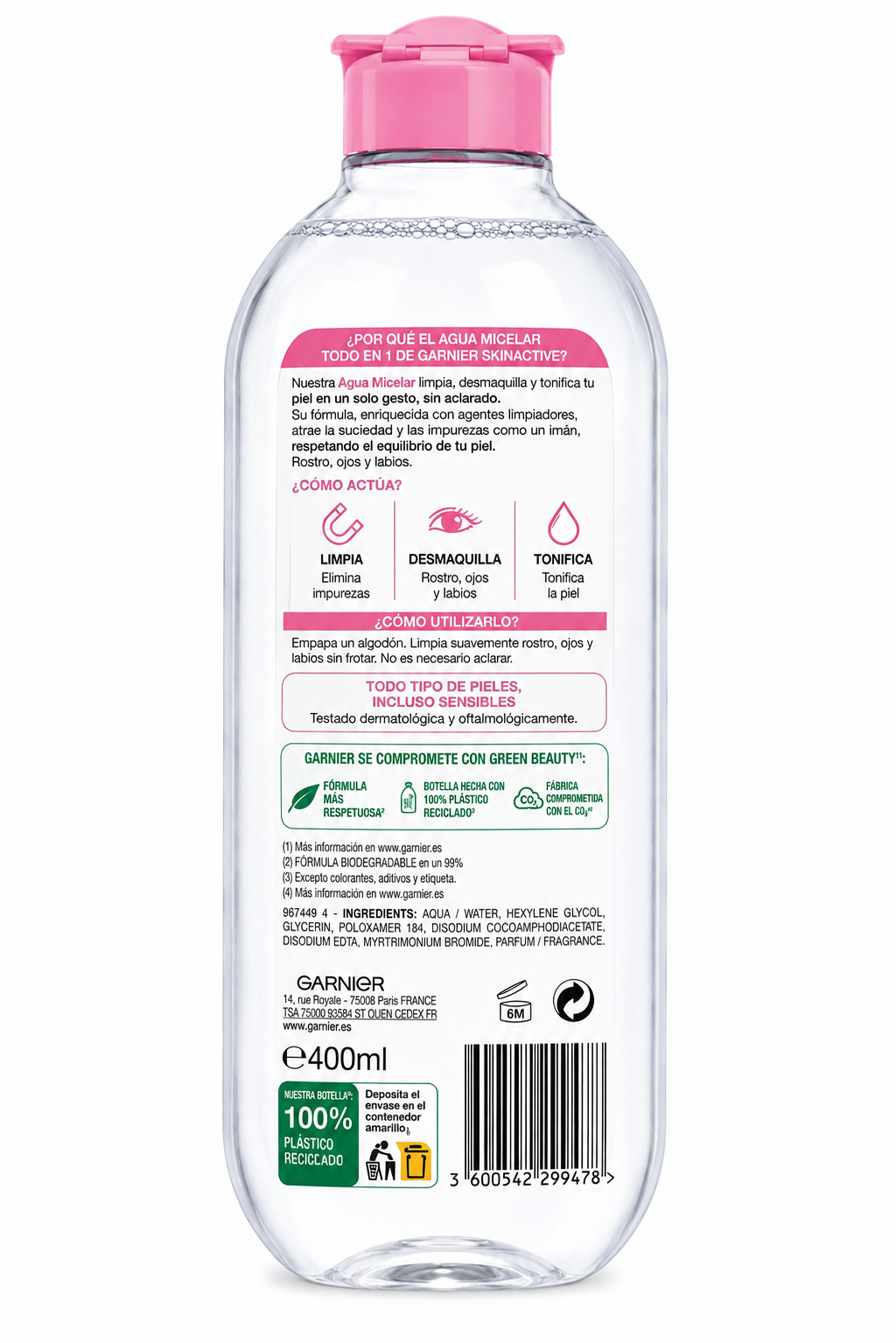 Garnier Skin A.micelar Agua 400ml - Imagen 2