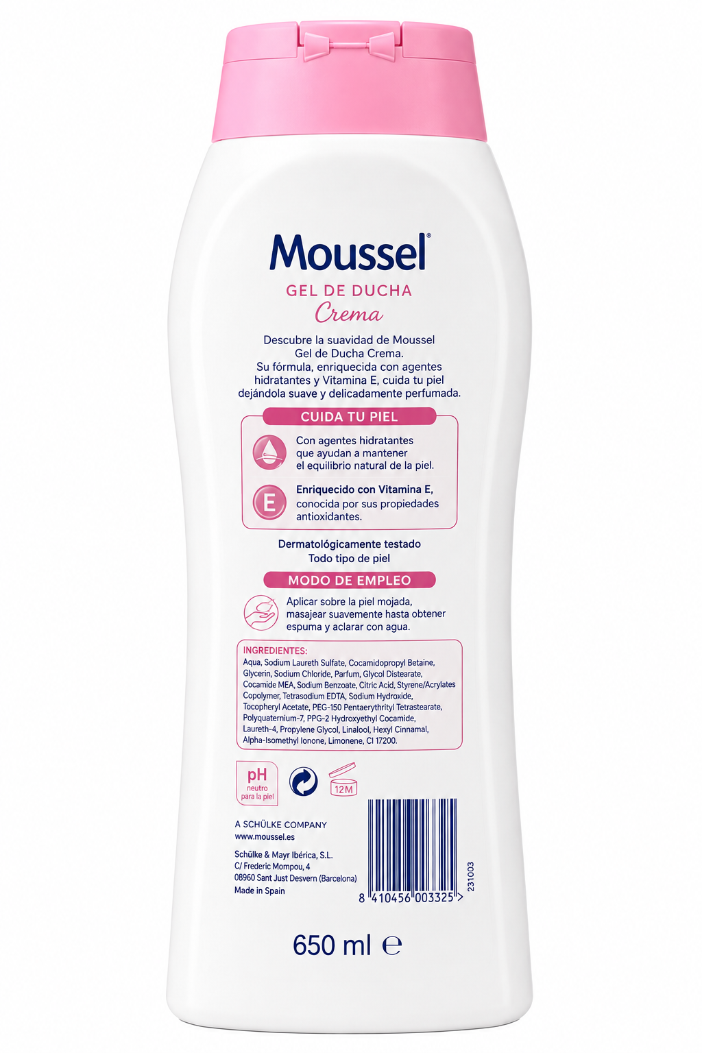 Moussel Gel de Ducha Crema 650 ml Botella Plástico - Imagen 2