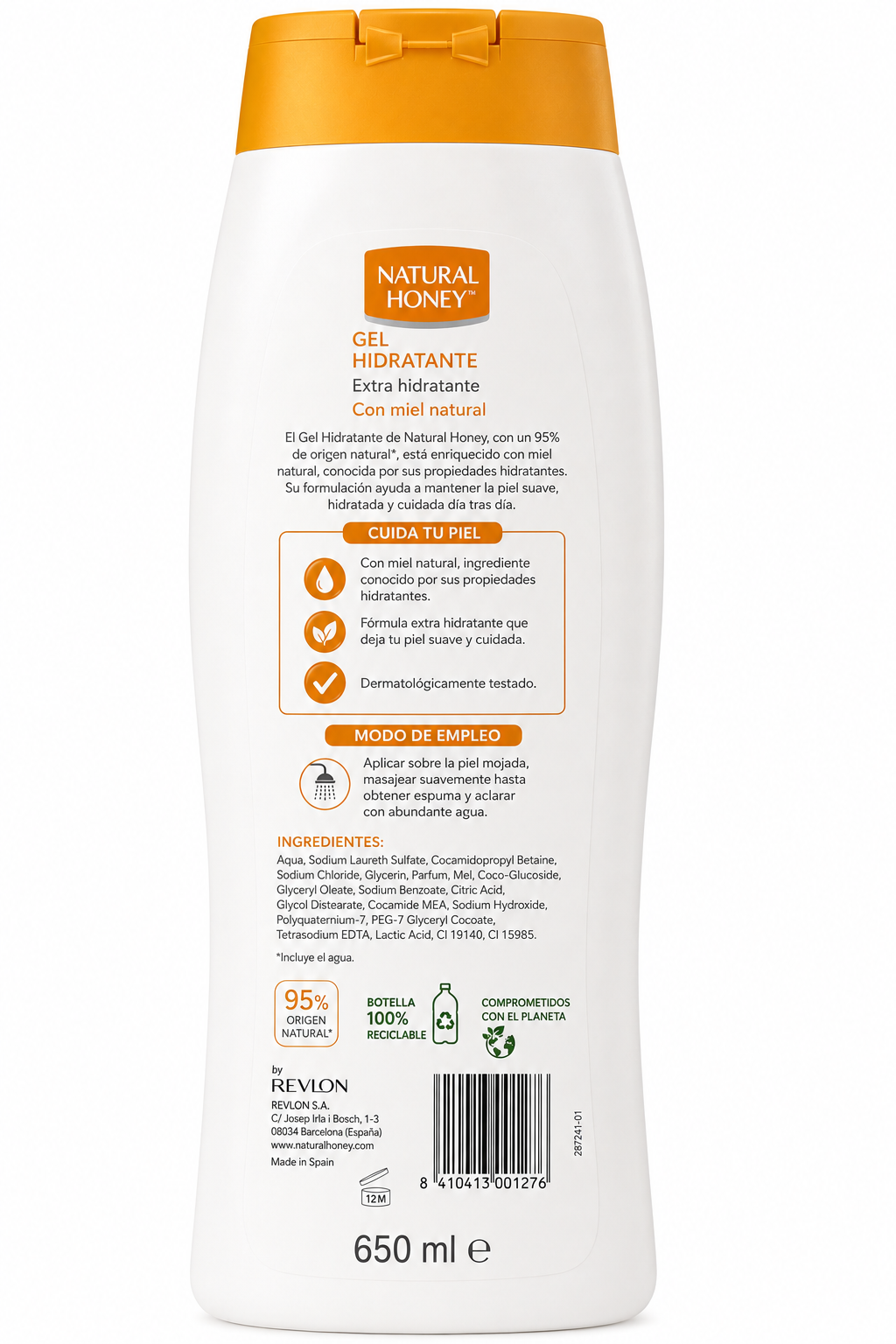 Natural Honey Gel 650 ml Botella Plástico - Imagen 2