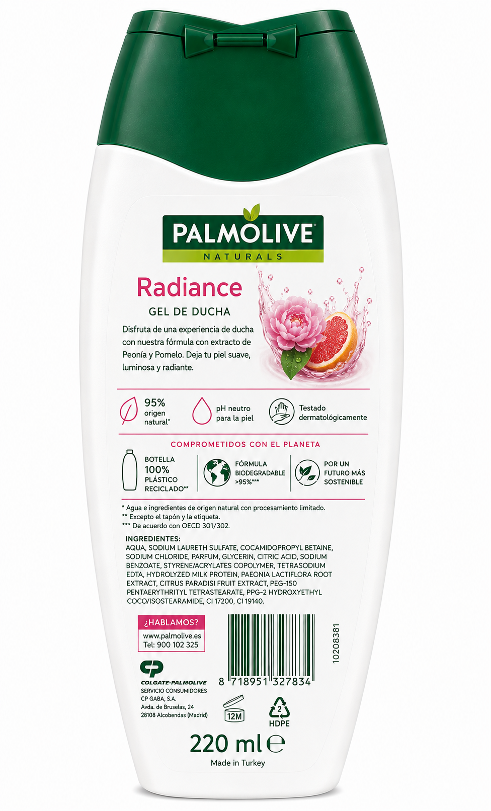 Palmolive Gel de Ducha Radiance 220 ml Botella Plástico - Imagen 2