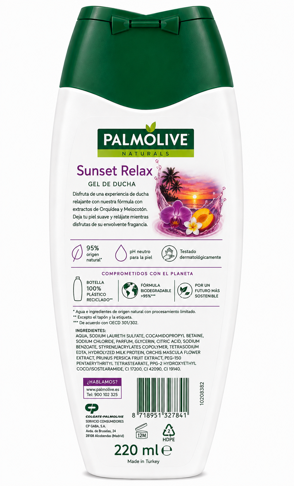 Palmolive Gel de Ducha Sunset Relax 220 ml Botella Plástico - Imagen 2