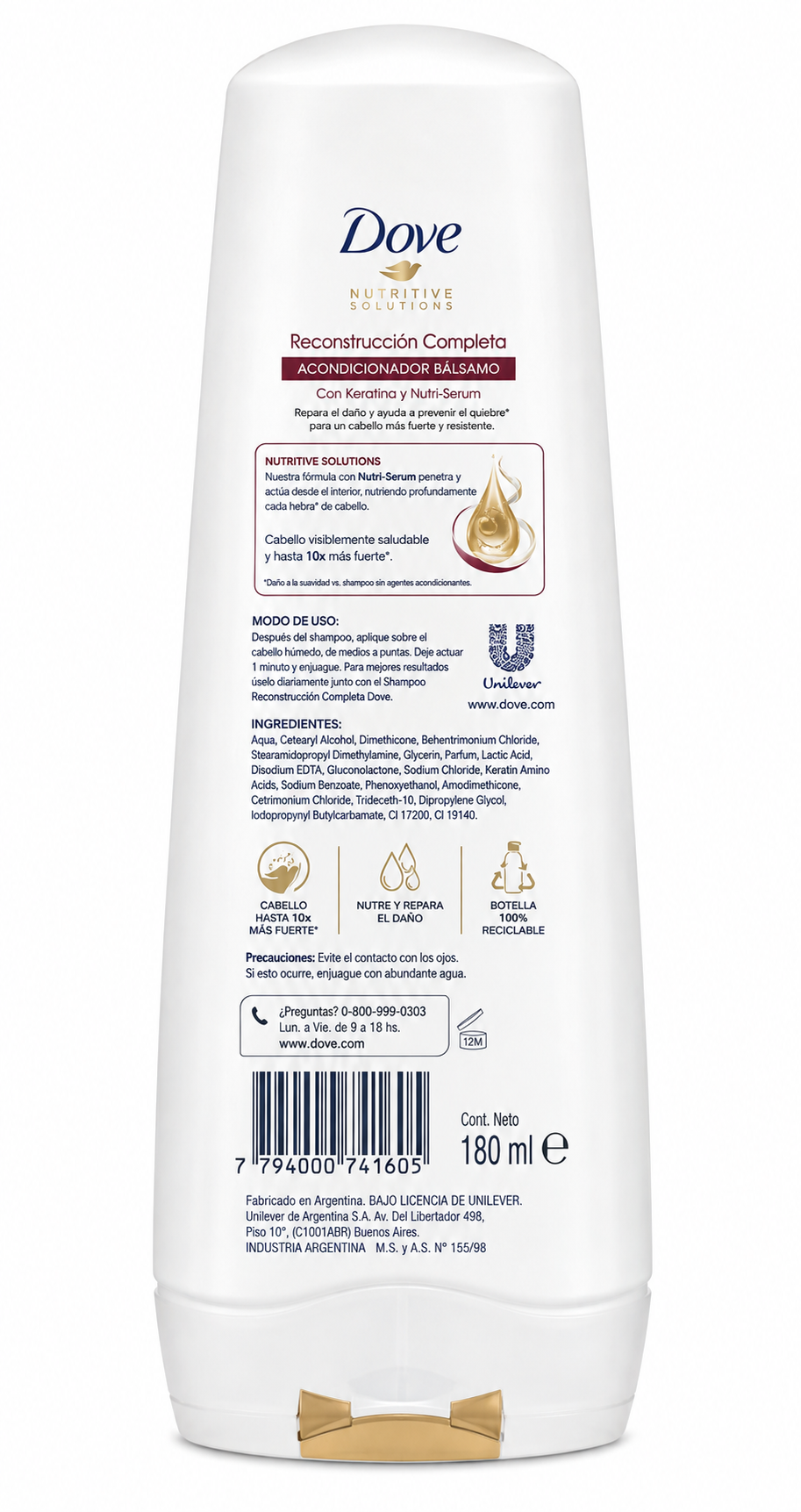 Dove Acondicionador Bálsamo Reconstrucción 180ml - Imagen 2