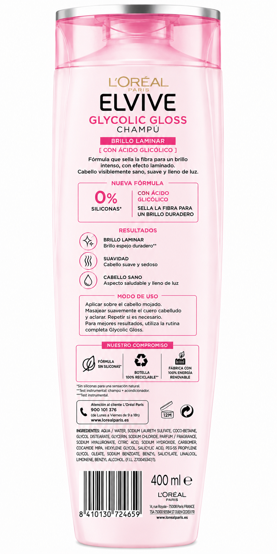 Elvive Champú Glycolic Gloss 400 ml - Imagen 2