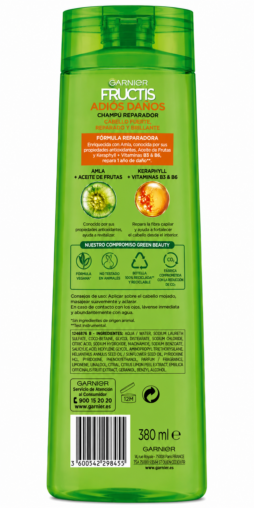 Fructis Champú Adios Daños 380 ml - Imagen 2