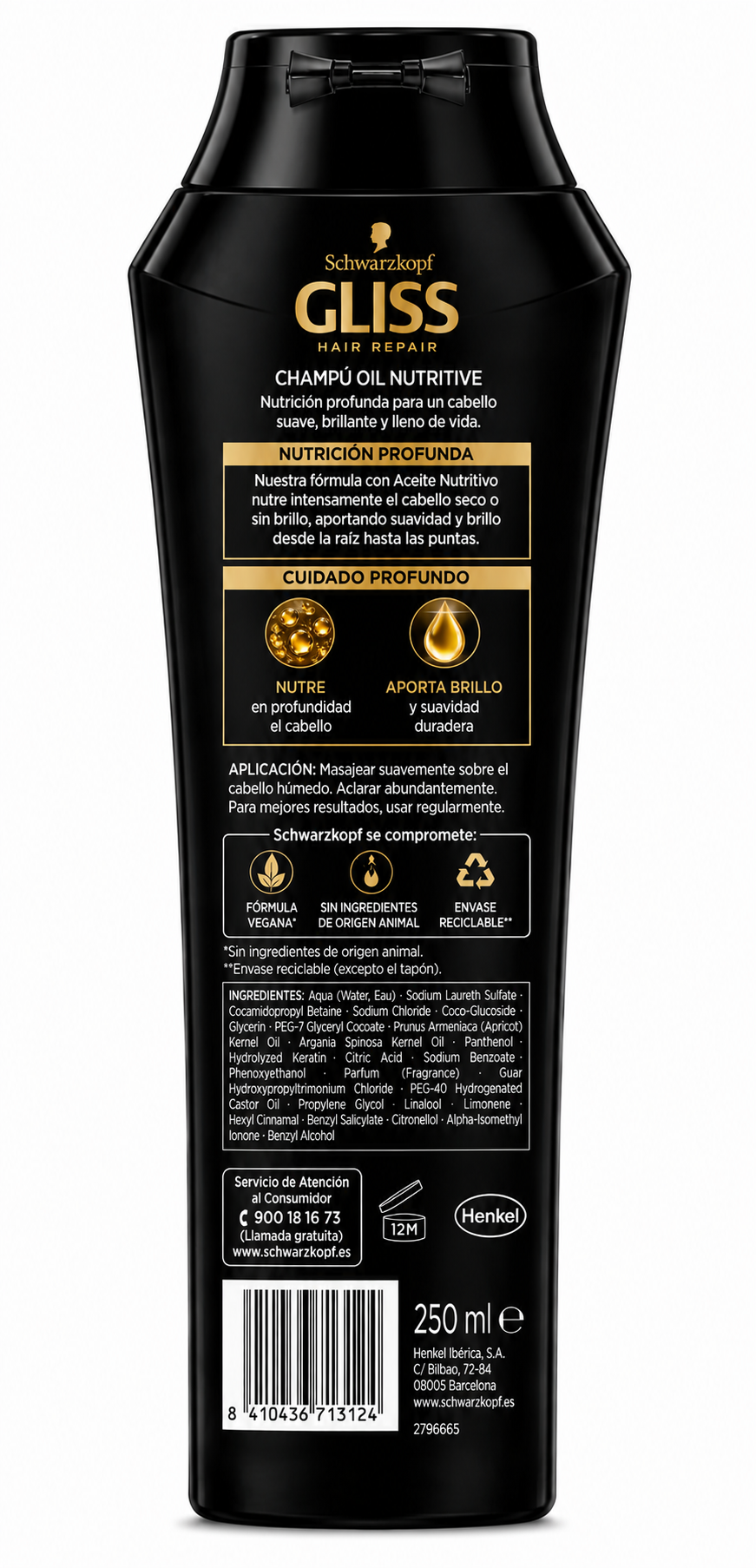 Gliss Champú Oil Nutritive 250 ml - Imagen 2