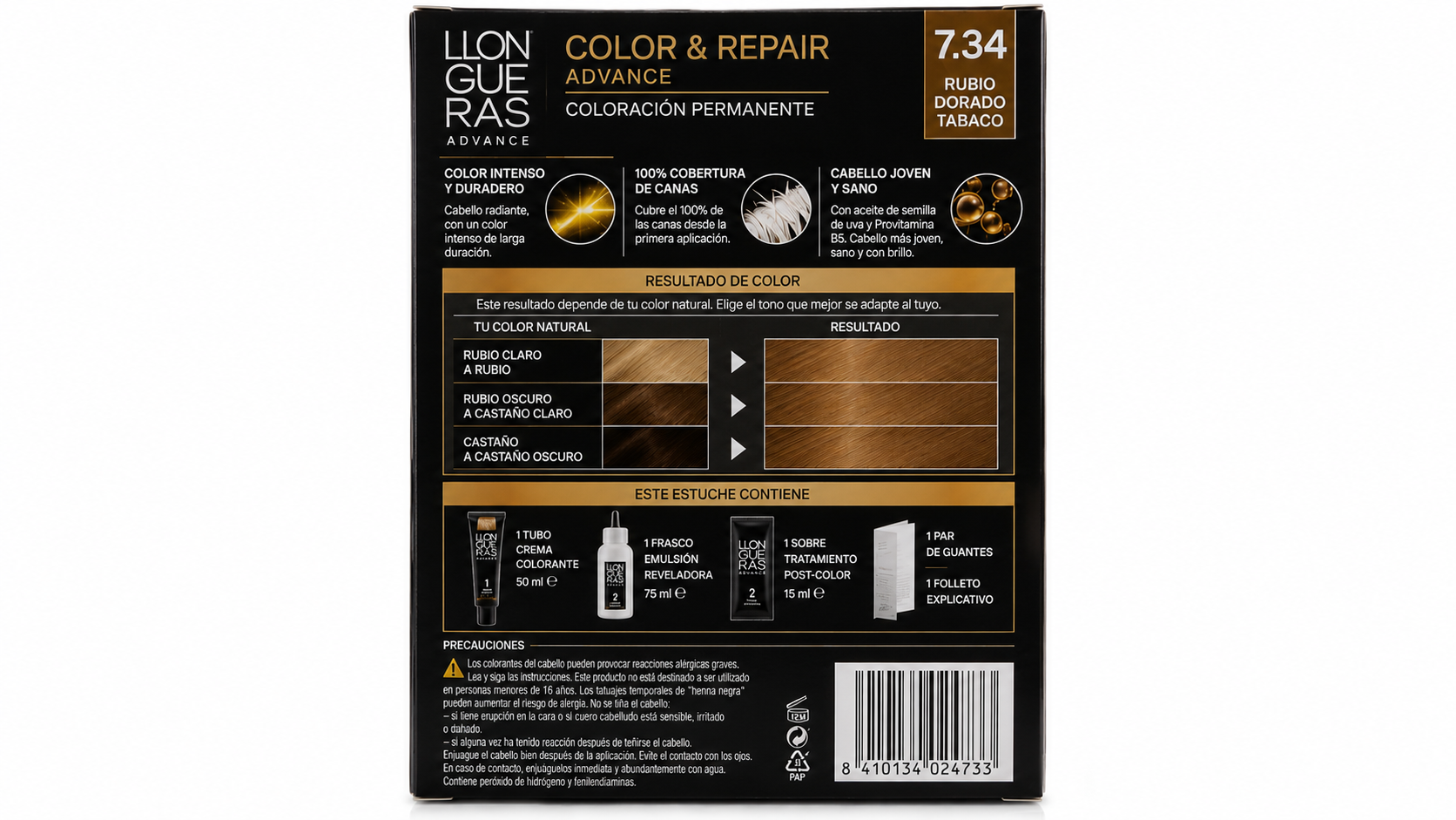 Llongueras Tinte N. 7.34 Rubio Dorado Tabaco - Imagen 2