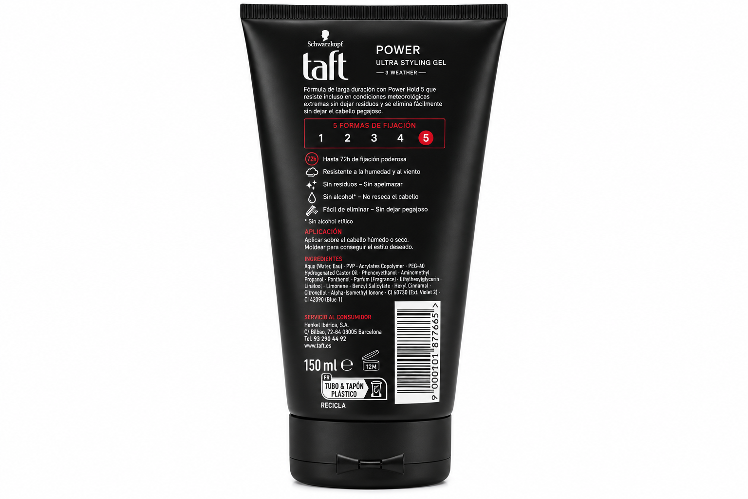 Taft Fix Ultra Styling Gel 150ml Botella Plástico - Imagen 2