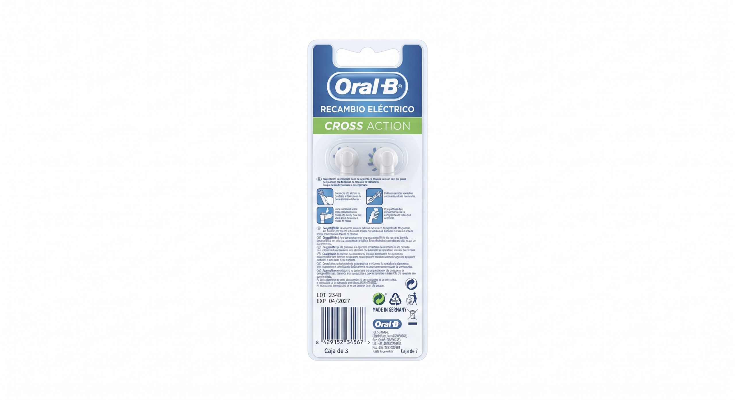 Oral-b Recambio Eléctrico Cross Action 2 Ud