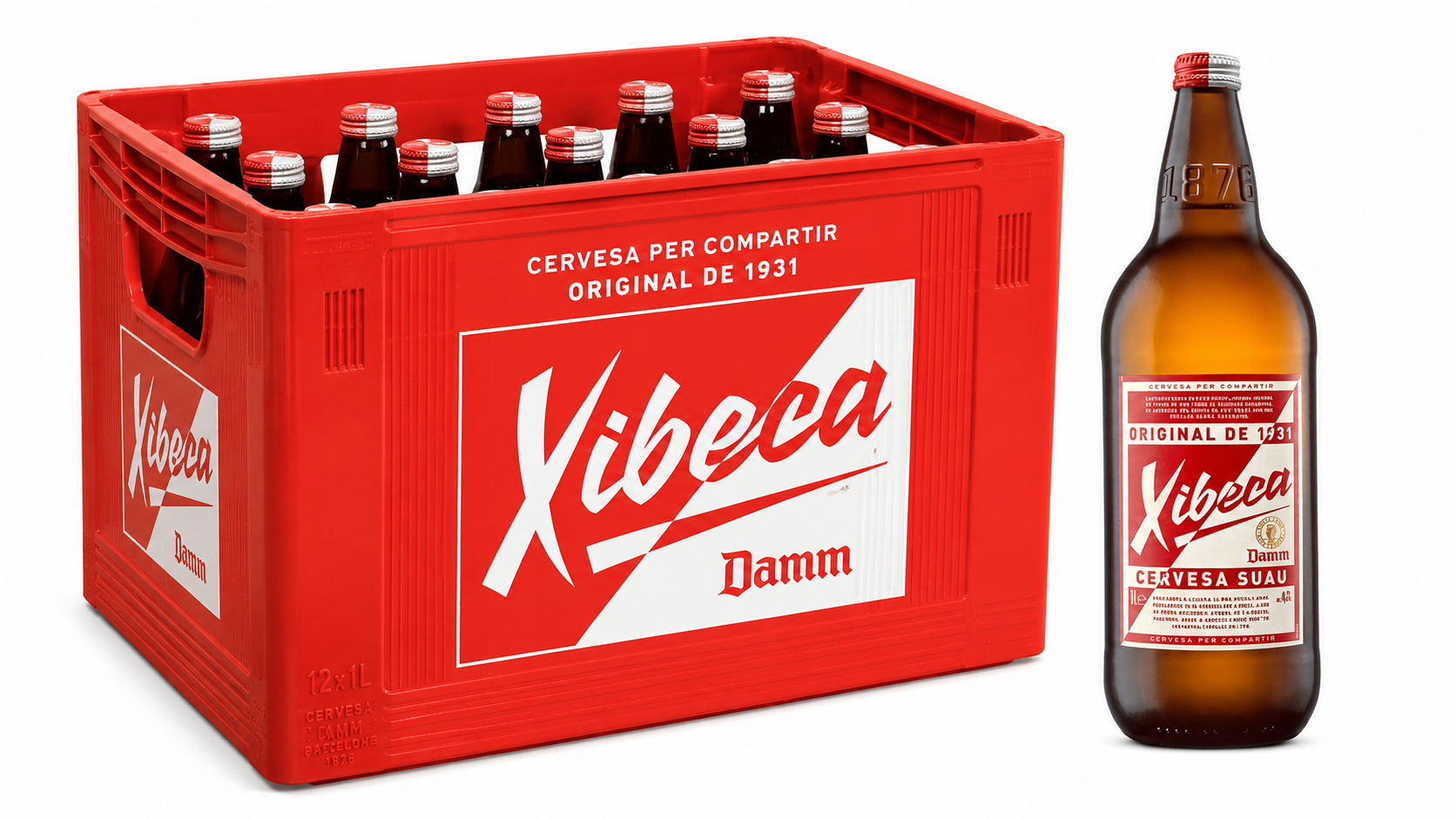 Cerveza Damm Xibeca (Rubia) | Caja de 12 Botellas (1 L) - Cristal - imagen 10