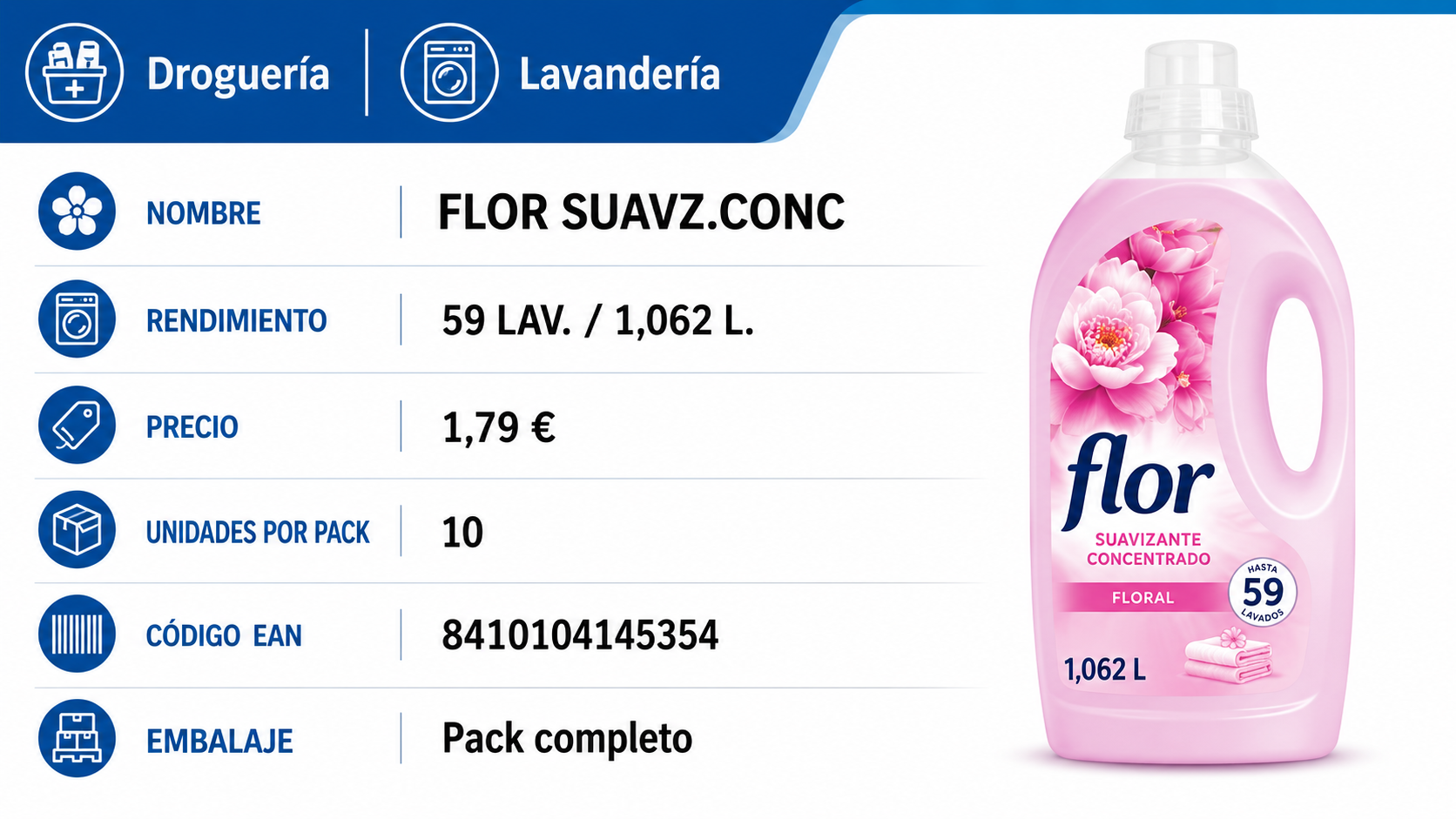 FLOR Suavz.conc | 59 LAV. / 1,06 L. | Caja de 10 - imagen 9