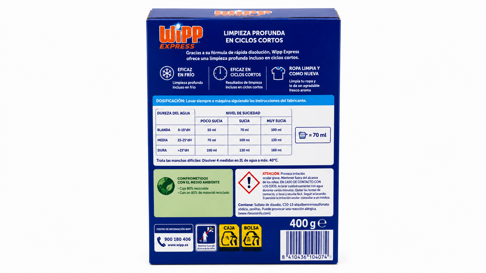 WIPP Deterg.express | 400 GR | Caja de 8