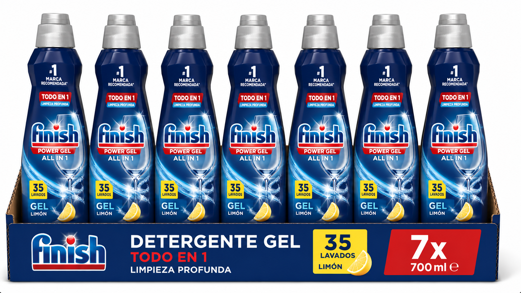 Finish Lavavajill.deterg.gel | 35 LAV. / 700ML | Caja de 7 | Botella plástico