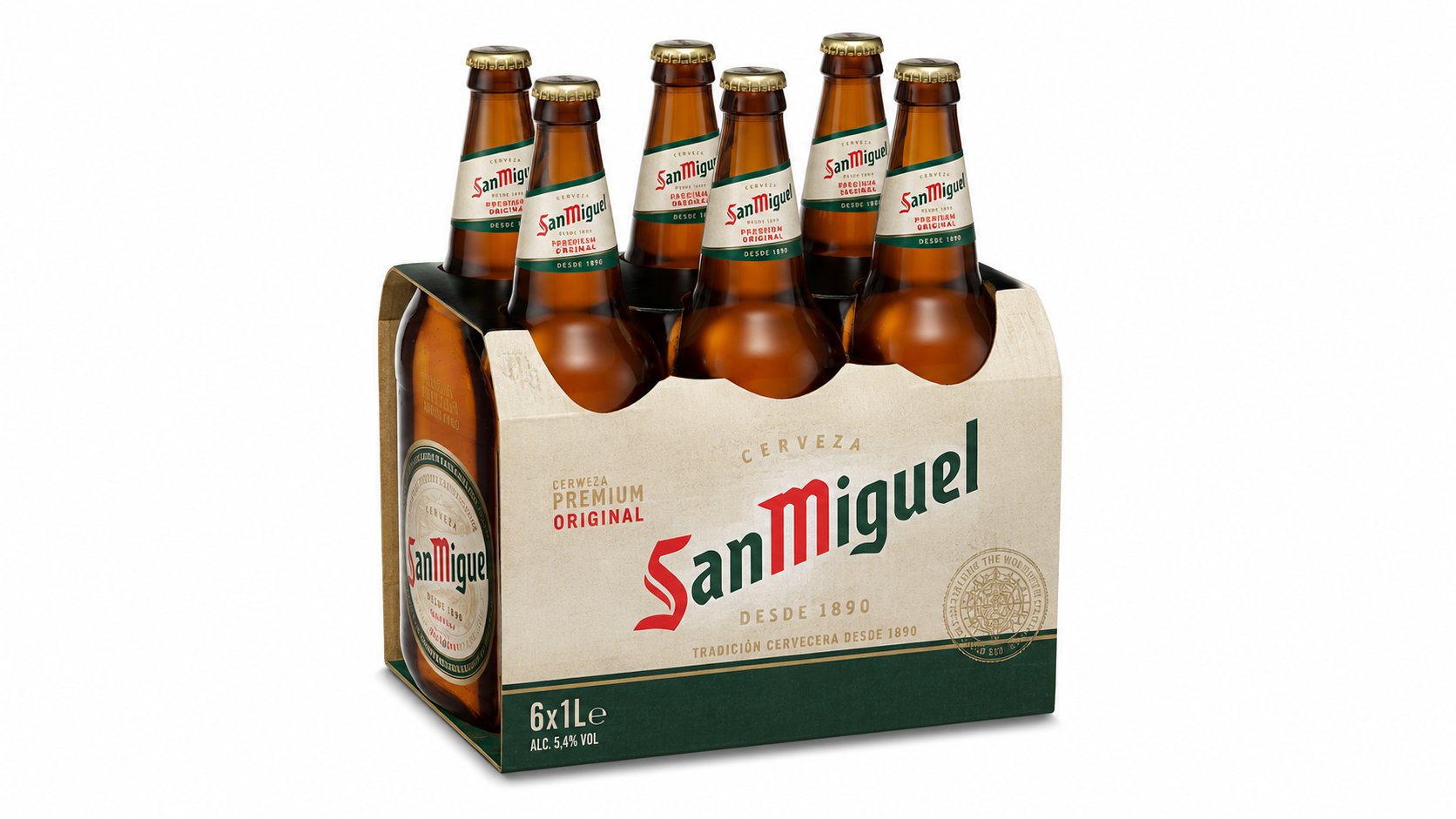 Cerveza San Miguel Especial (Rubia) | Caja de 6 Botellas (1 L) - Cristal - imagen 11