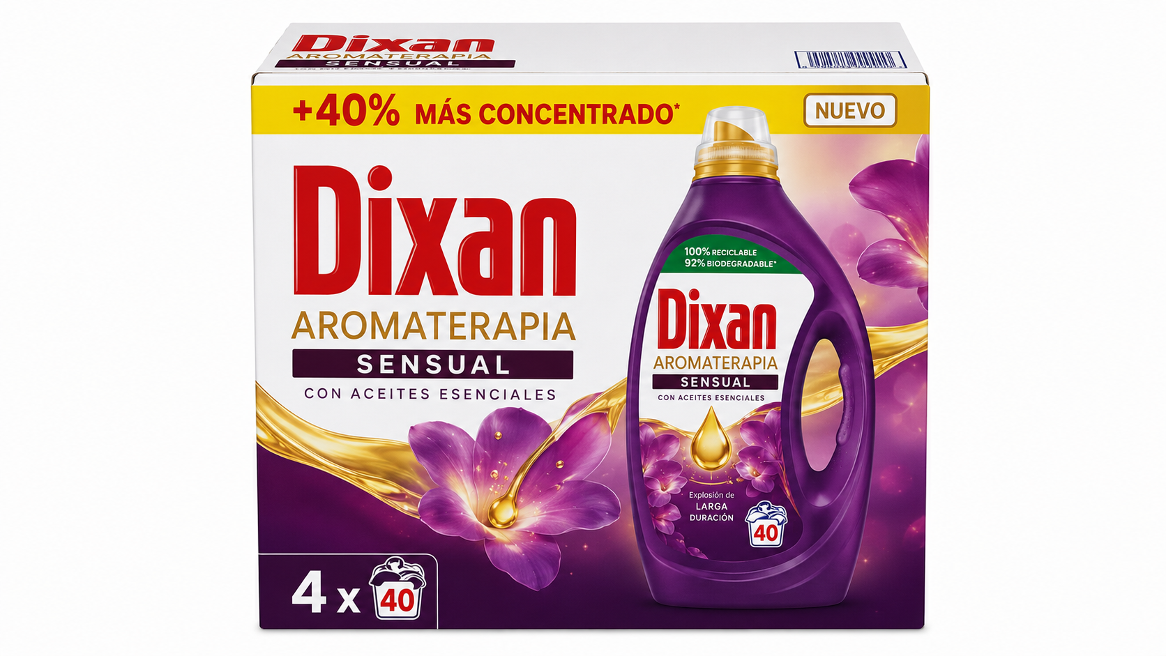 Dixan GEL Aromaterapia Sensual | Caja de 4 | Botella plástico - imagen 4