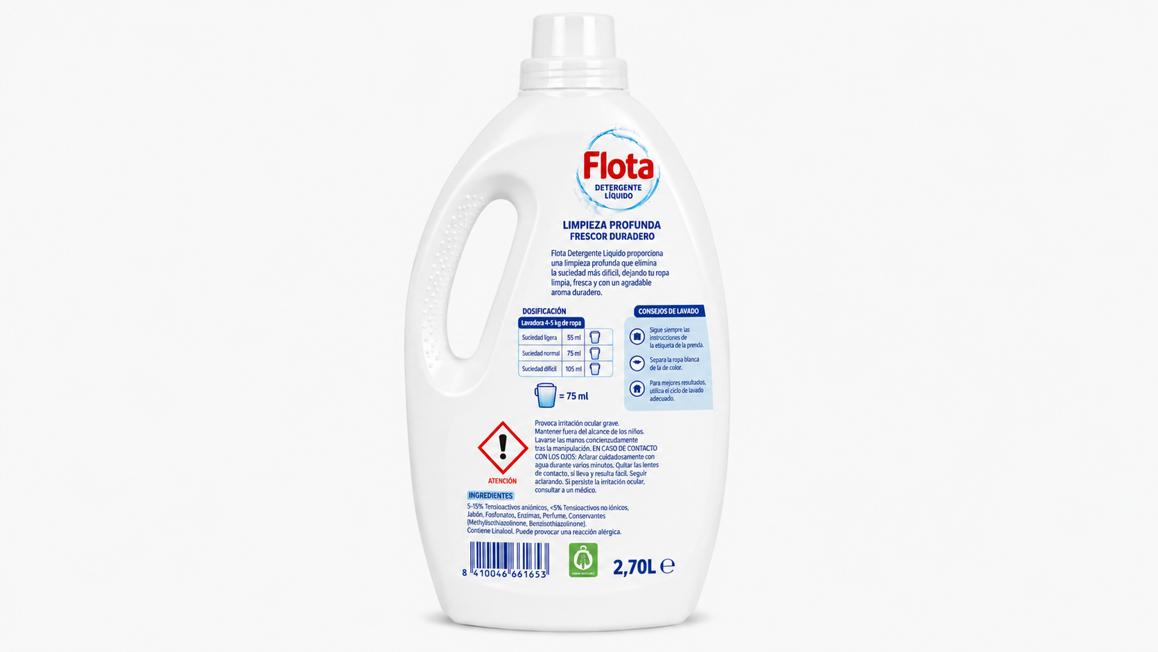 Flota Deterg. Liquido | 10LAV. / 2,70L | Caja de 4 | Botella plástico - imagen 6