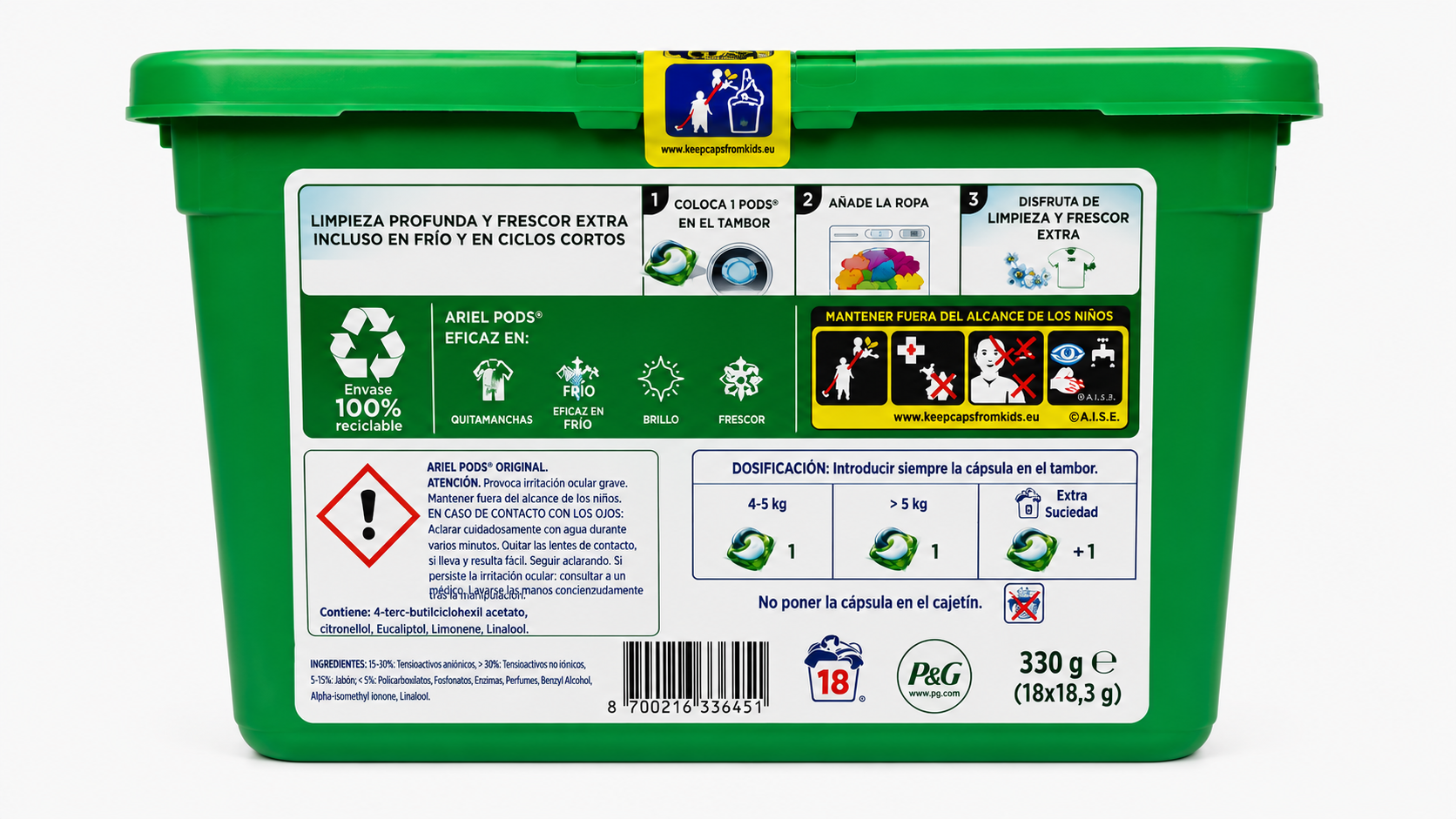 Ariel PODS | 18 UDS | Caja de 4 | Cápsulas/Pastillas - imagen 4