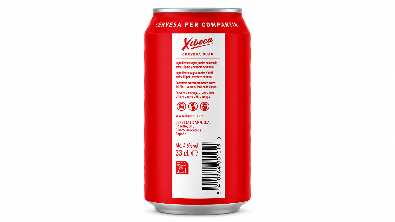 Cerveza Damm Xibeca (Rubia) | Caja de 24 Latas (33 cl) - imagen 13